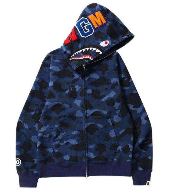 ABC CAMO SHARK FULL ZIP HOODIE 'Blue' – Backdoor Designers