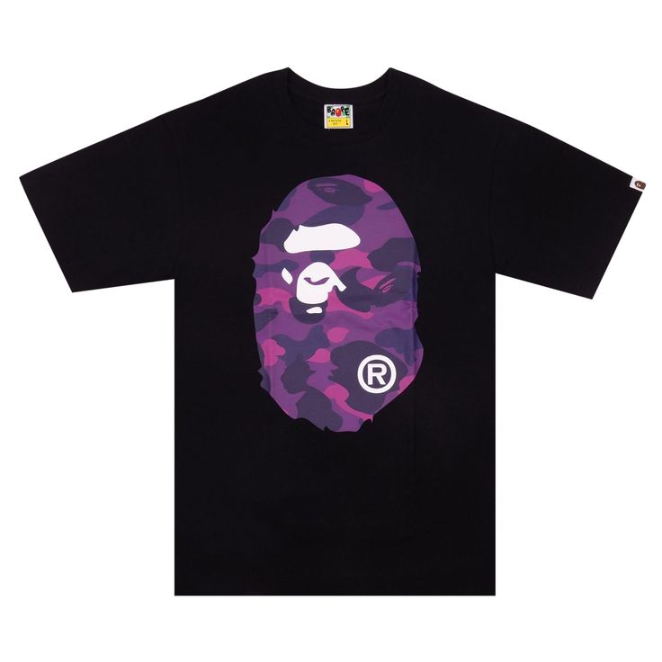 BAPE Color Camo Big Ape Head Tee 'Black/Purple'