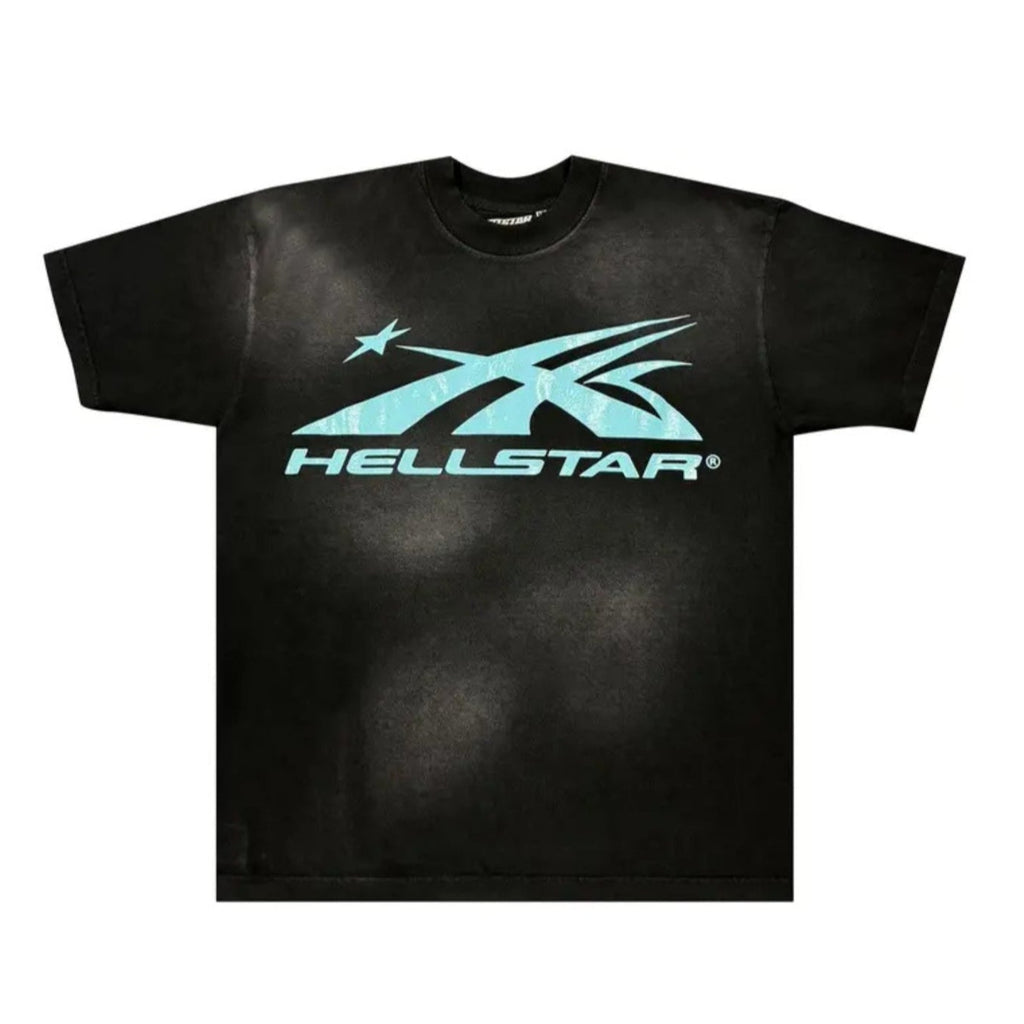HellStar Sports Core Logo T-Shirt 'Black/Aqua Blue'