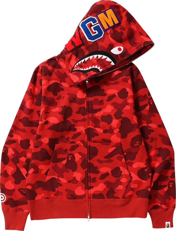 ABC CAMO SHARK FULL ZIP HOODIE 'Red'